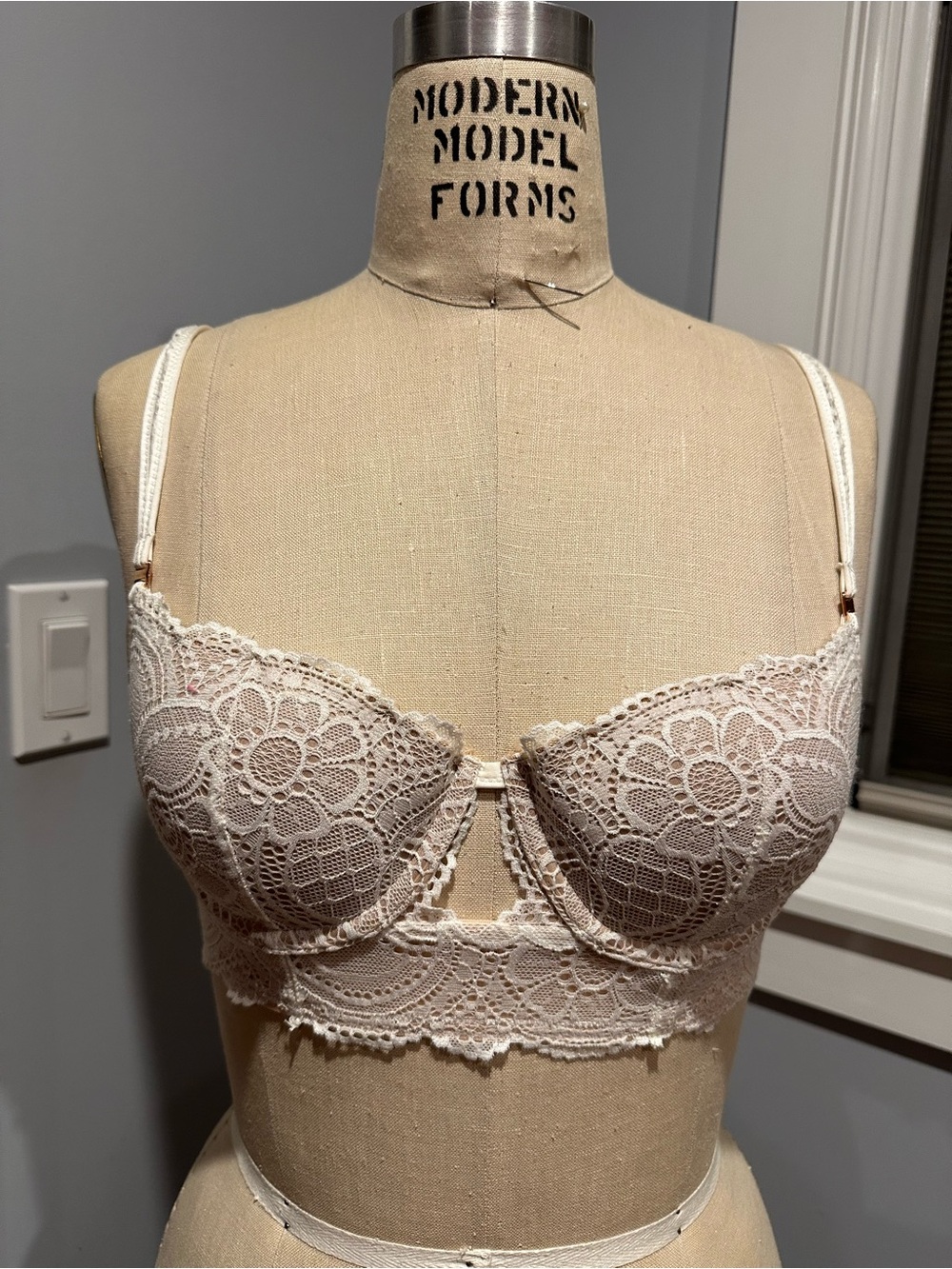 aerie Lace Longline Balconette Bra in Ivory 34B